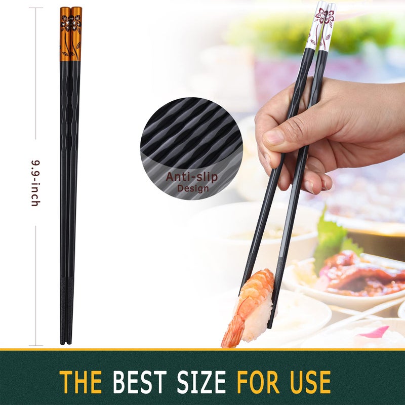 HuaLan Fiberglass Chopsticks Series - Japanese Non-Slip Chopstick, Reusable Chop Sticks Dishwasher Safe, 5 Pairs, Gift Set, 9.9 Inches, Spring Flower - Image 2